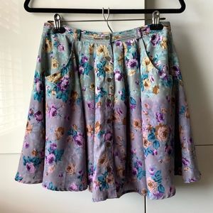 Very j Floral Skirt with Button Detail Size L